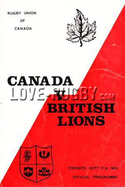 1966 Canada v British Isles  Rugby Programme